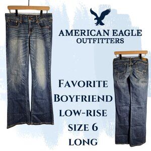 Gently used American Eagle Favorite Boyfriend, low-rise jeans size 6 long